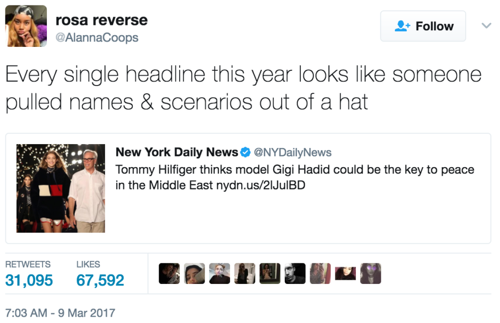 Every single headline this year looks like someone pulled names & scenarios out of a hat